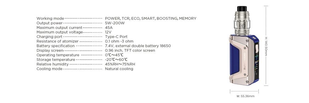 Aegis Legend III Vape Kit Specifications - Tidal Vape