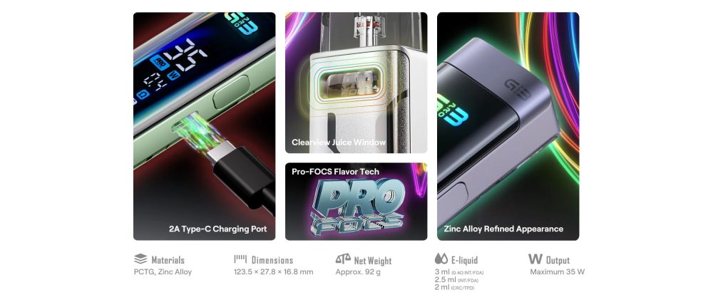 Uwell Caliburn G3 Pro: Fast 2A Type-C Charging, Clearview Juice Window, and Pro-FOCS Flavour Technology